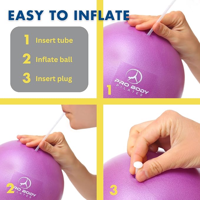 ProBody Pilates Home Workout Bundle (3pcs) - Black 14" Magic Circle, 9" Mini Exercise Ball and 5 Resistance Bands Bundle for Stability, Barre, Yoga, and Physical Therapy