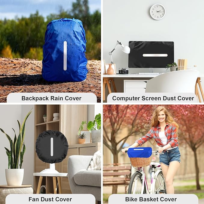 LAMA 2 Pack Waterproof Rain Cover for Backpack, Reflective Rucksack Rain Cover for Anti-Dust/Anti-Theft/Bicycling/Hiking/Camping,L Size (for 45L-55L Backpack), 1 Pcs Black + 1 Pcs Royal Blue