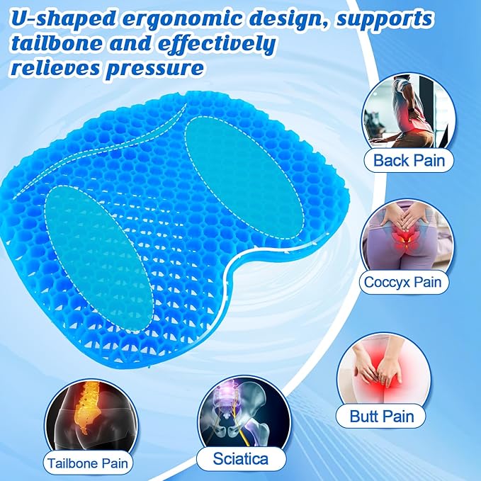 Anti Slip Kayak Seat Cushion-Thick Breathable Comfortable Waterproof-Gel U Shape Seats Pad with Non-Slip Cover, Lifetime Kayak Seat for Sit in Inflatable Kayaks Canoe Boat Accessories, 2 Pcs