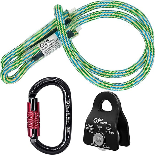 GM CLIMBING Micro Prusik Minding Pulley 25kN CE UIAA Certified 12mm Single Pulley Mobile Side Plates for Arborist Rigging Climbing Rescue