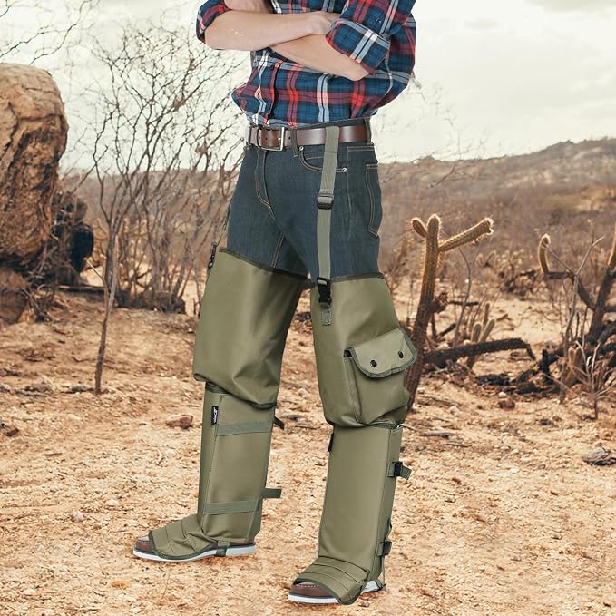 Snake Gaiters and Chaps for Men and Women - Waterproof Guards, Adjustable Protection for Legs