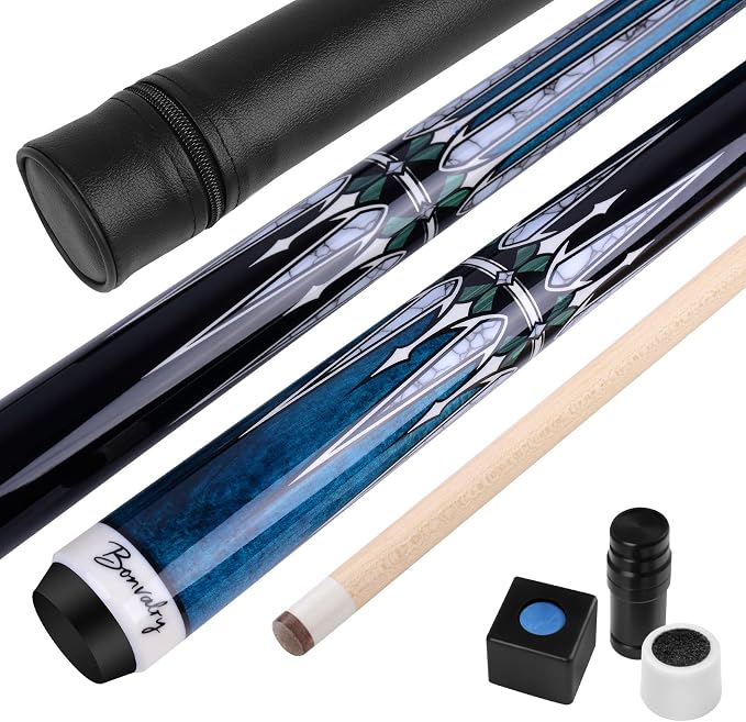 Pool Cue Kit - Stained Maple 58 Inch Pool Stick with Hard Case and Accessories for Billiards Enthusiasts