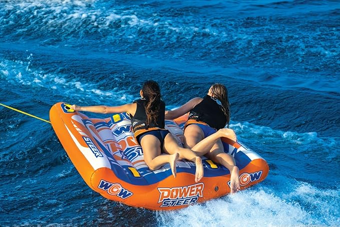 WOW Sports Power Steer Towable Tube - 1-2 Person - 340 lb Capacity - Steerable - For Boating - Youth & Adults