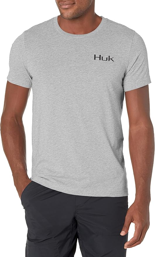 HUK Mens Performance Fishing Logo Tee, Short Sleeve T-Shirt for Men