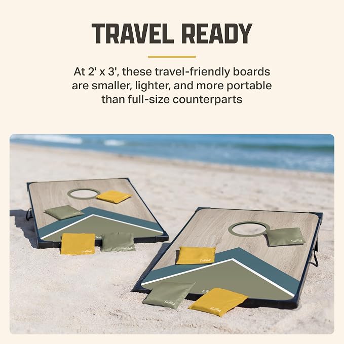 EastPoint 2' x 3' MDF Cornhole Board Set - 2 Boards & 8 Bean Bags - Bean Bag Toss with Storage & Carry Handles - Durable MDF for Outdoor Family Games - Tailgate Games & Beach Play
