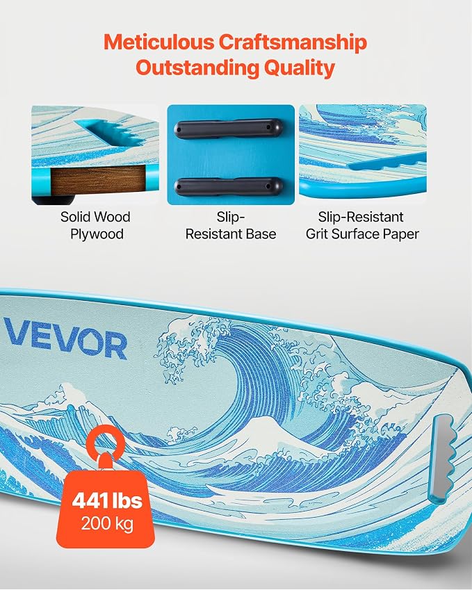 VEVOR Balance Board, 2-in-1 Wobble Board Trainer for Adults, Premium Wooden Balance Training Equipment, with Roller, Magnetic Stoppers, Storage Rack, for Core Workouts, Surf Trainer & Physical Therapy