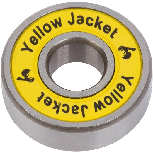 Yellow Jacket Premium Skateboard Bearings, Pro Longboard Bearings, 608, ABEC 9, Yellow Jacket (Pack of 8)