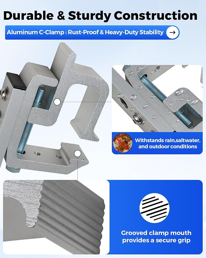 Aluminum Fishing Rod Holder for Truck Bed Holds 4 Fishing Rods, Truck Bed Fishing Rod Holder for Pickup, Gift for Truck Owners, Fishing, Outdoors, Dad, Family