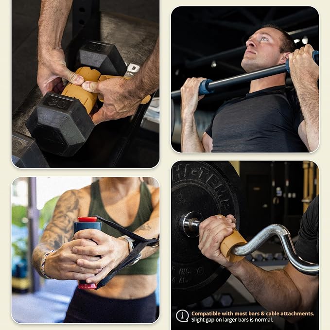 Tribus Thick Grips for Dumbbells & Barbells (2.05" & 2.44”) — Thick Grips for Dumbbells Bars & Fitness Equipment — For Grip Strength & Arm Training, Non-Slip Heavy Duty Rubber