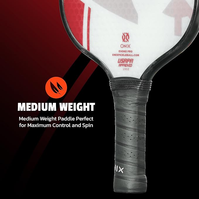Onix Evoke Pro Composite Face Incredible Touch Maximum Control and Spin Pickleball Paddle – Polypropylene Honeycomb Core with Protective Edge Guard Widebody Shape