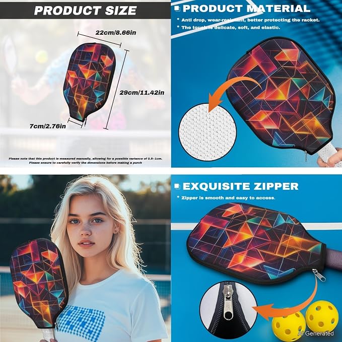 Pickleball Paddles Set 3PCS Pickleball Paddle Case Pickleball Racket Pickleball Bag Ideal for Beginners Gifts