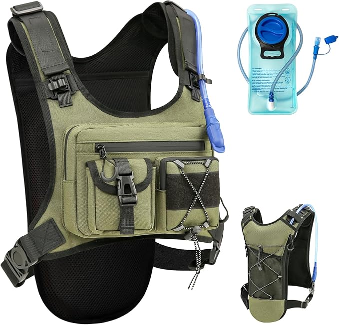 Criuage USA Patent Running Hydration Vest Backpack, Lightweight Chest Pack with 2.0L Water Bladder Bag Daypack for Hiking Running Cycling Race Marathon for Women Men
