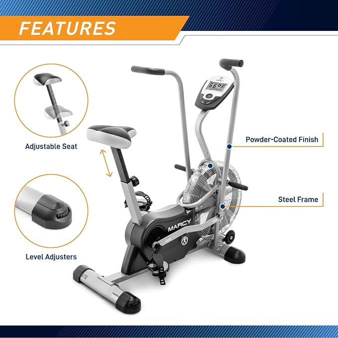 Marcy Air-Resistance Exercise Fan Bike With Dual Action Handlebars