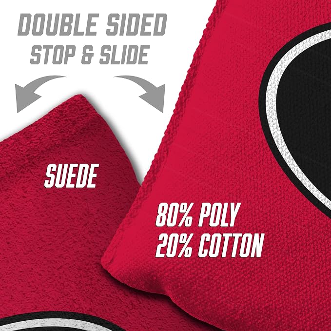 YouTheFan Officially-Licensed NCAA Set of 8 Cornhole Bags - All Weather Dual Sided Slide & Stop - Regulation Size with Carry case