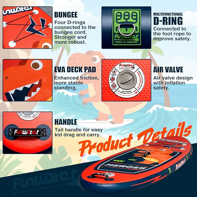 FunWater Inflatable Stand Up Paddle Board with Premium SUP Paddleboard Accessories, Anti-Slip EVA Deck, 11'6''/11'/10'6'' Paddle Boards for Adults & Youth of All Skill Levels