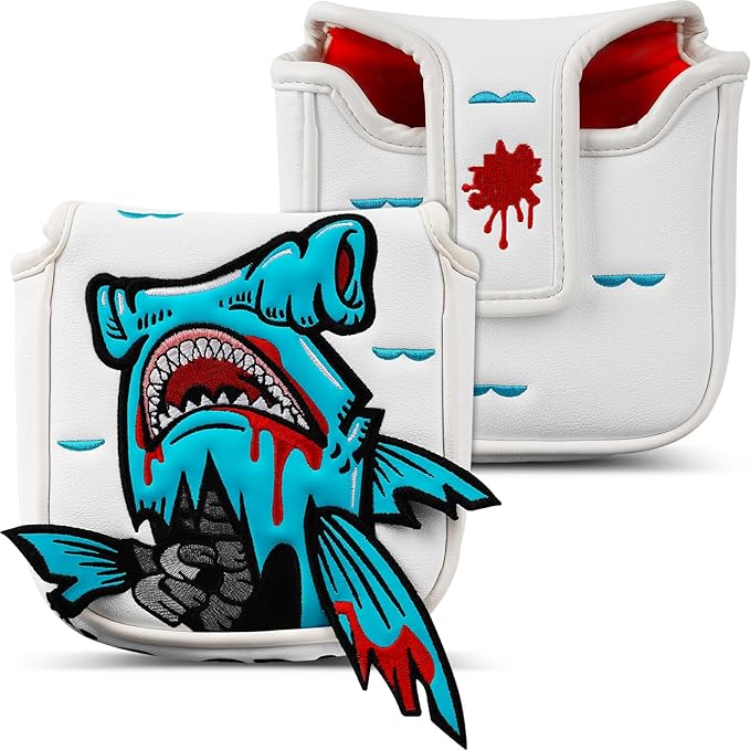 Big Crazy Golf Head Covers, Golf Club Covers Funny, Driver Headcovers, Golf Club Covers, Fairway Woods Head Covers, Hybrids Headcover, Putter Cover with Soft Lining for Golf Gift Hammerhead Sharks
