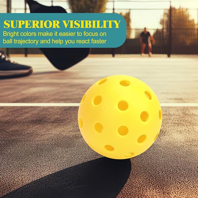 SAYAYA 24/50 Pack Outdoor Pickleball Balls Premium High Visibility Pickleballs Stable Flight & Consistent Bounce 40 Holes Pickle Balls with Mesh Bag for Beginners, Tournaments, Family & Outdoor Play