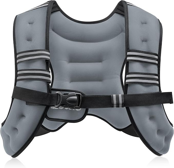 ZELUS Weighted Vest, 6lb/8lb/12lb/16lb/20lb/25lb/30lb Weight Vest with Reflective Stripe for Workout, Strength Training, Running, Fitness, Muscle Building, Weight Loss, Weightlifting
