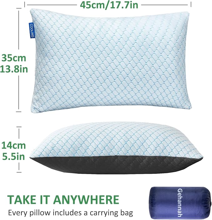 Travel Pillow - Large 1 Pack Compressible Camping Pillow for Sleeping - Shredded Memory Foam with 1 Storage Bags - Supportive for Adults, Kids, Outdoor, Backpacking, Hiking Gear