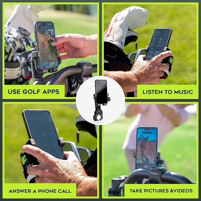 Method Golf PushStack Pro Pack- Magnetic Phone Holder for Golf Push Cart Plus Rangefinder Magnetic Strap, MagStack Microfiber Towel and Club Brush with MagStack Tile- Universal Fit for Most Phones