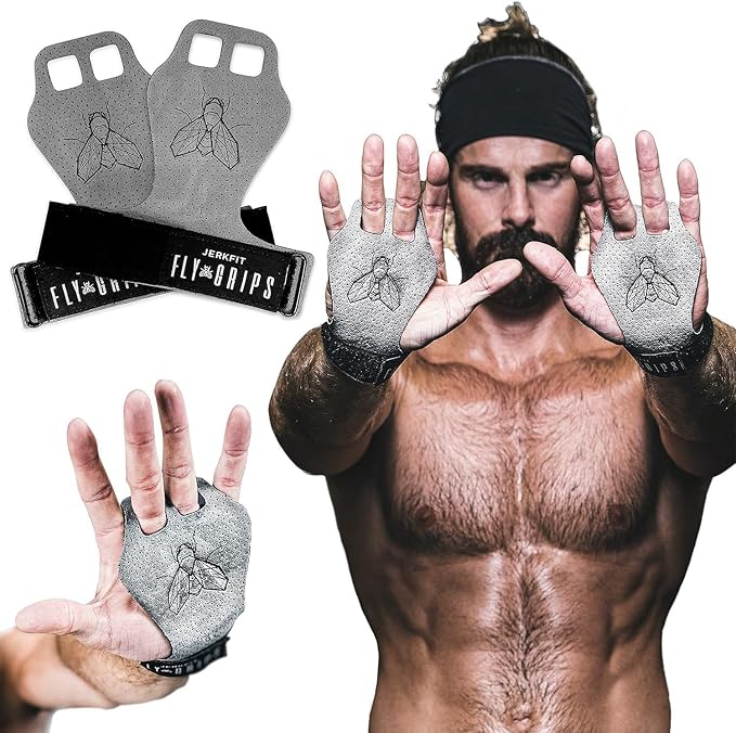 JerkFit Fly Grips, 2 Finger Vegan Gymnastics Grips - Pull Up Grips for Cross Training Hand Protection - Hand Grips for Gymnastics Bars, Palm Guards for Athletes to Prevent Rips and Blisters