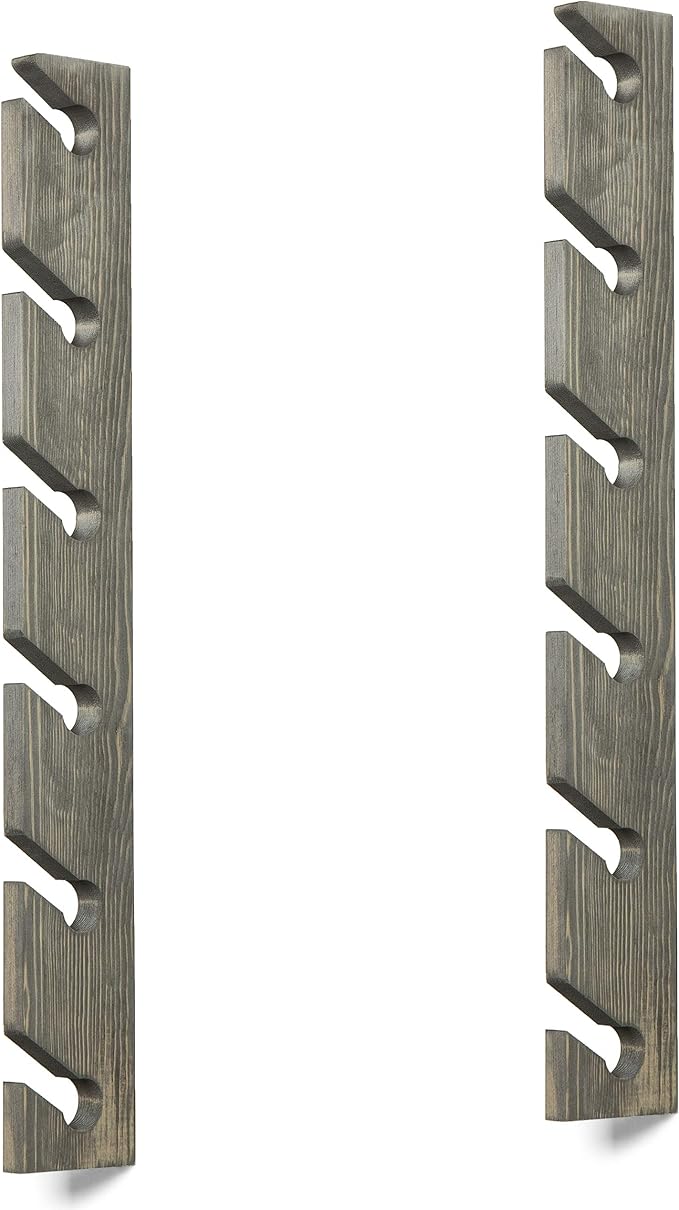 MyGift 2 Pcs Wooden Hat Rack Wall Mounted, Baseball Caps Holder Hanger, Vetical Hat Organizer, 30 Inch, 6x2 Slots, Vintage Gray
