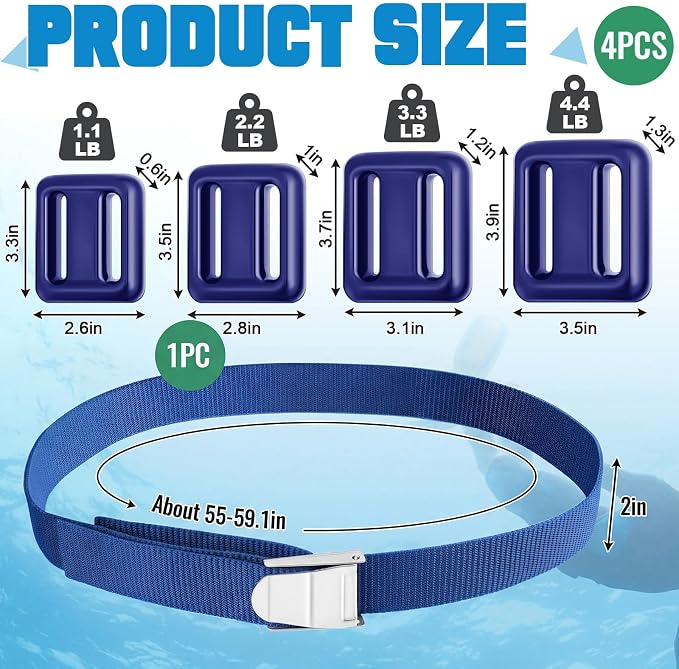 Tellegloww 4 Pcs Dive Weights Belt for Scuba Diving Coated Dive Weights Nylon Dives Belt with 1 Metal Quick Release Buckle for Free Diving Spear Fishing
