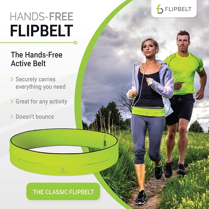 FlipBelt Classic Running Belt, Belt Bag & Fanny Pack for Men and Women - Phone Holder, Waist Pack, Running Accessories, Belt Pouch, Money Belt, USA Running Company