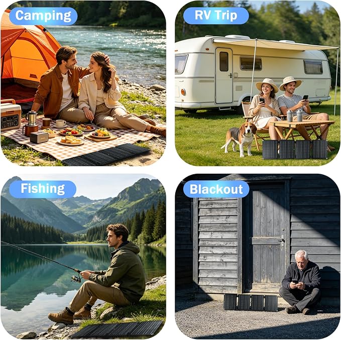 30W Portable Foldable Solar Panel, 4-Fold Solar Charger with USB QC3.0 & DC Outputs, lPx4 Waterproof Solar Panel Charger for Camping, Hiking, Portable Source, Emergency Power Outage
