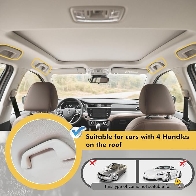 Hikeen Fishing Rod Holder for Car, Vehicle Fishing Pole Holder Roof Rack Inside,5 Rod Capacity, Heavy Duty Adjustable 35-59 Inch, Fishing Rod Carrier Pole Storage for Trucks, SUV, Wagons, Van