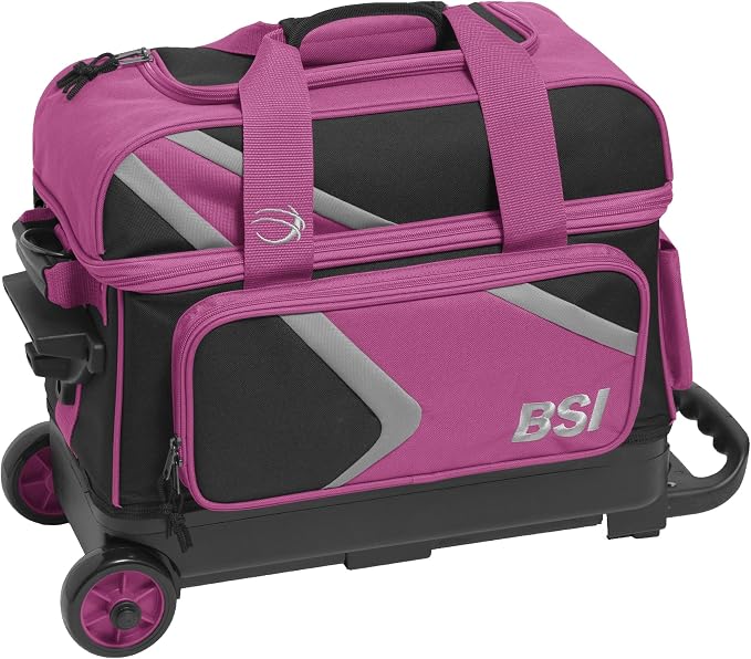 BSI Dash Roller Bowling Bag with Smooth Rolling Wheels, Padded Ball Compartment, Retractable Locking Handle, & Shoe Pocket