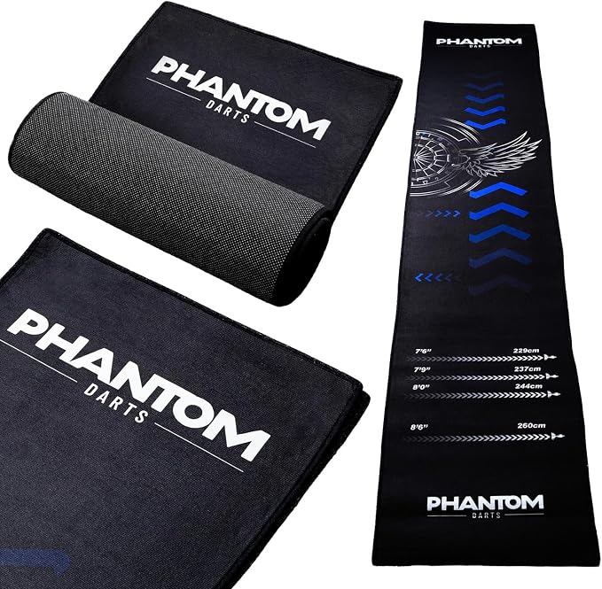 Darts Mat with Oche – Professional Dartboard Mat for Floor Protection, Non-Slip Rubber Backing, Portable Darts Distance Mat with Throwing Lines for Home or Pub