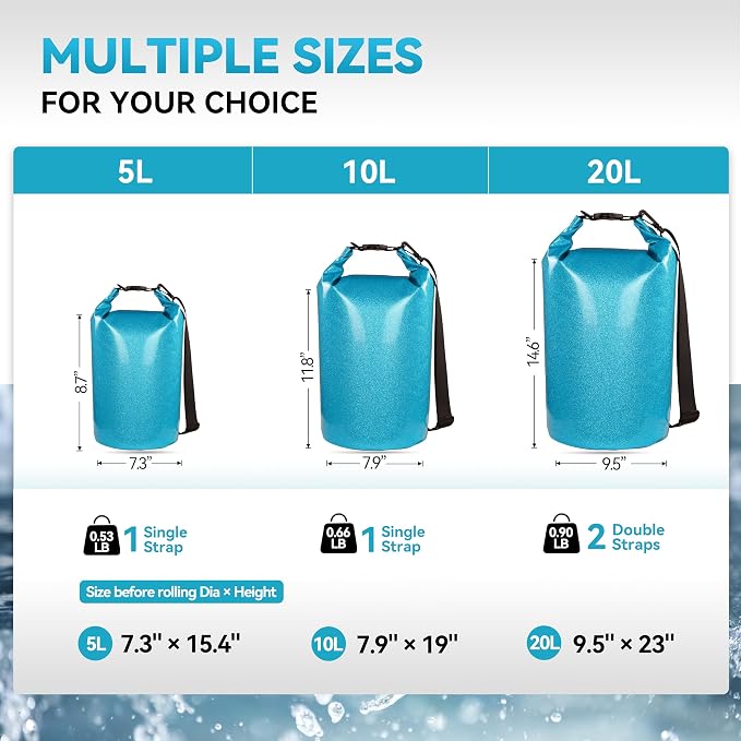 MARCHWAY Floating Waterproof Dry Bag Backpack 5L/10L/20L/30L/40L, Roll Top Sack Keeps Gear Dry for Kayaking, Rafting, Boating, Swimming, Camping, Hiking, Beach, Fishing