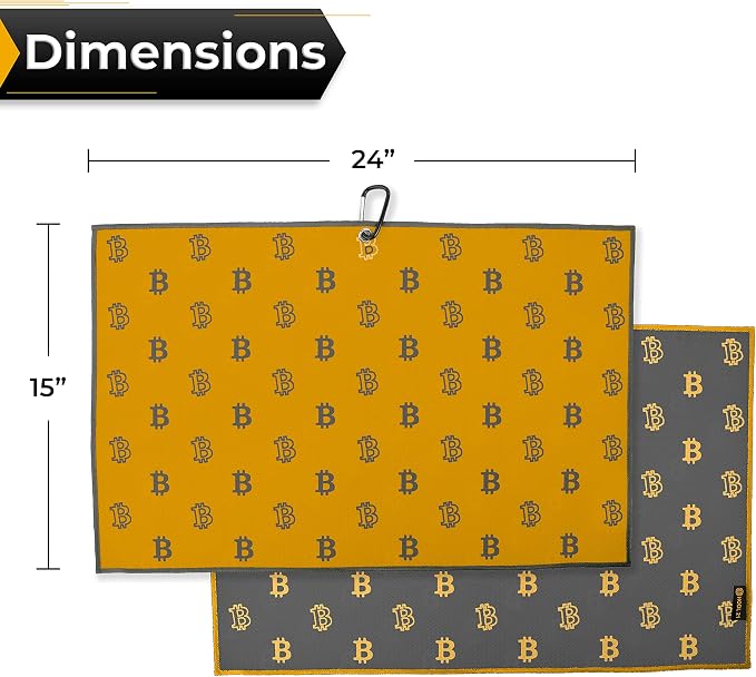 Golf Ball Stamp Bitcoin and Bitcoin Golf Towel Orange and Grey