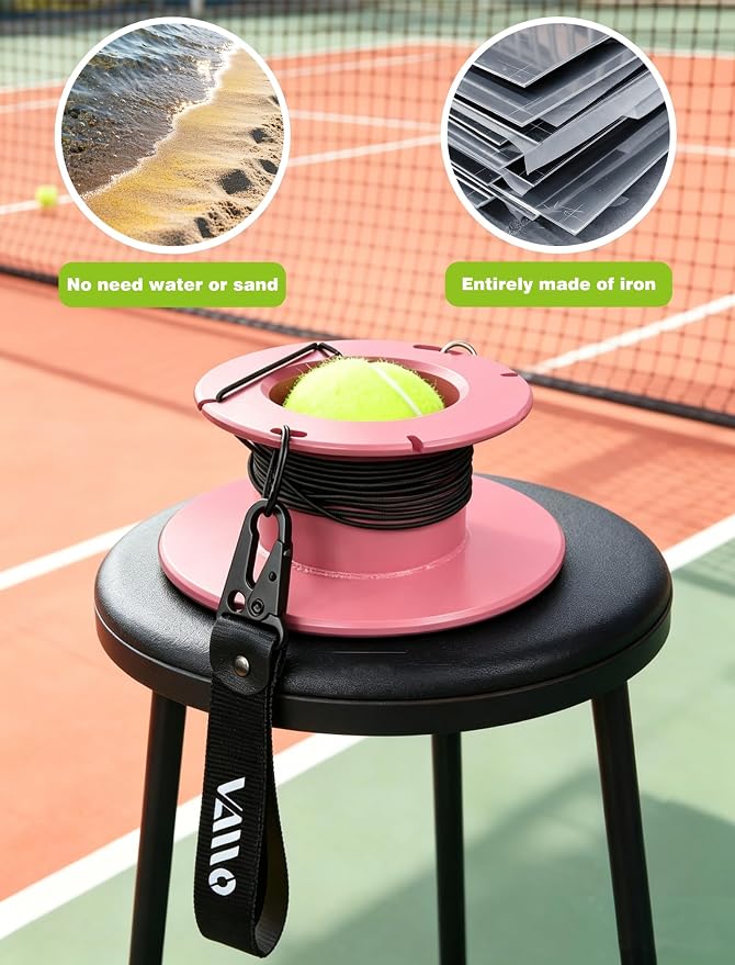 VAIIO Professional Tennis Trainer - Full Metal Portable Solo Rebounder with 3 High-Elastic String Balls, Ideal for Adults, Kids, Beginners & Advanced Players