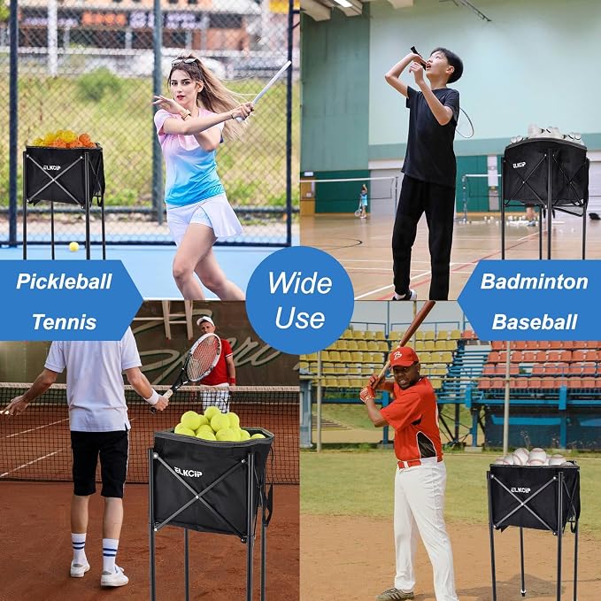 Portable Pickleball & Tennis Ball Hopper - Pickleball Collector Retriever Basket Carrier Gatherer Picker Container for Picking and Storage Training Tool for Ball