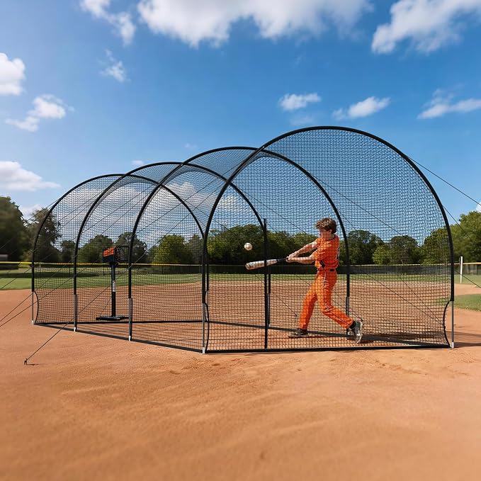 VEVOR Baseball Batting Cage,Professional Softball Baseball Batting Hitting Training Net,Heavy Duty Enclosed PE Practice Portable Pitching Cage Net&Carry Bag,for Backyard,Field,Indoor&Outdoor