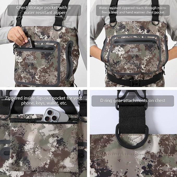 BASSDASH Breathable Ultra Lightweight Chest Stocking Foot Fishing Hunting Waders for Men