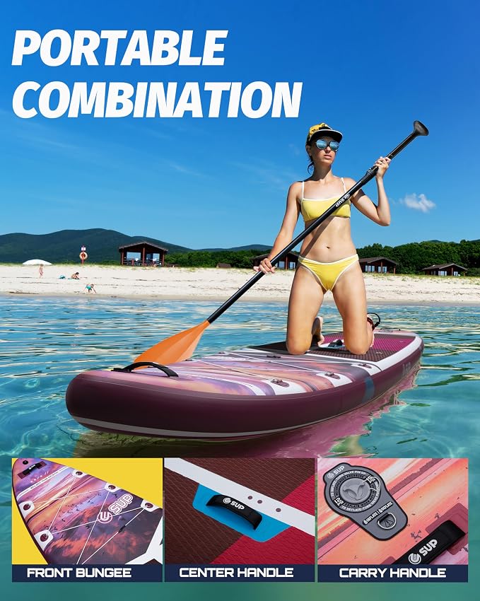 ESUP Extra Wide Inflatable Paddle Board 11’6" ×34/35" ，Super Stable Stand Up Paddleboards for 2 Person/Family/Large Size, Inflatable SUP with Paddle, Pump & Shoulder Strap