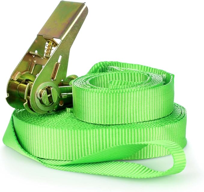 Barefoot Slackline Kit 60ft (18m) Complete Set Including, Ratchet, Training Line, Bark Protectors & Instructions! Designed for Both Kids & Adults - 3 Colors Available (Neon Green)