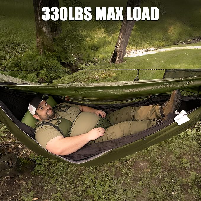 Night Cat Camping Hammock Tent: Lightweight Portable 4 in 1 Hammock with Rain Tarp and Mosquito Net for Hiking Jungle Outdoor