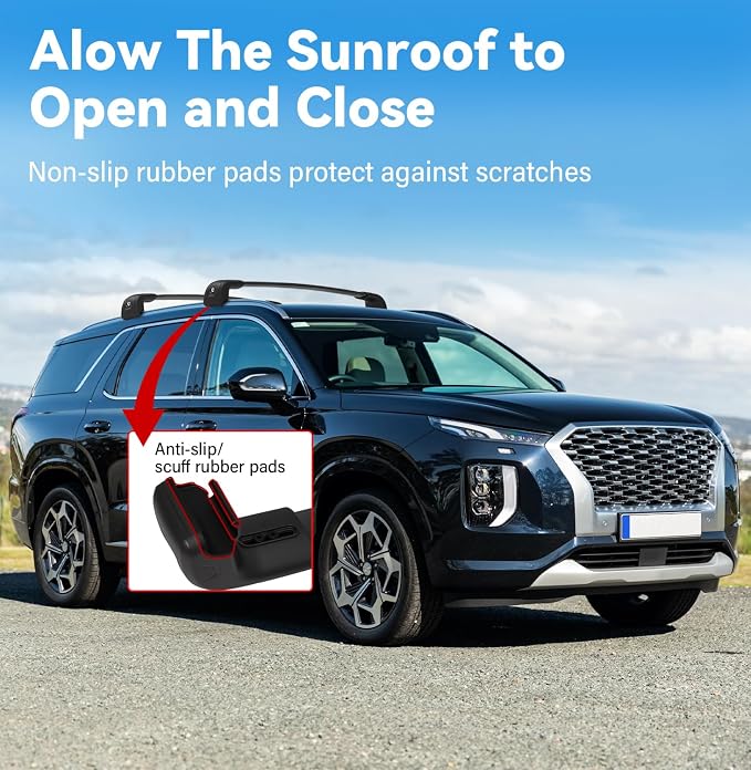 300lbs Roof Rack Cross Bars Compatible with Hyundai Palisade 2019-2025 SE SEL XRT Limited Calligraphy with Lock, Aluminum Cross Bar for Rooftop Cargo Luggage Kayak Canoe Bike Snowboard