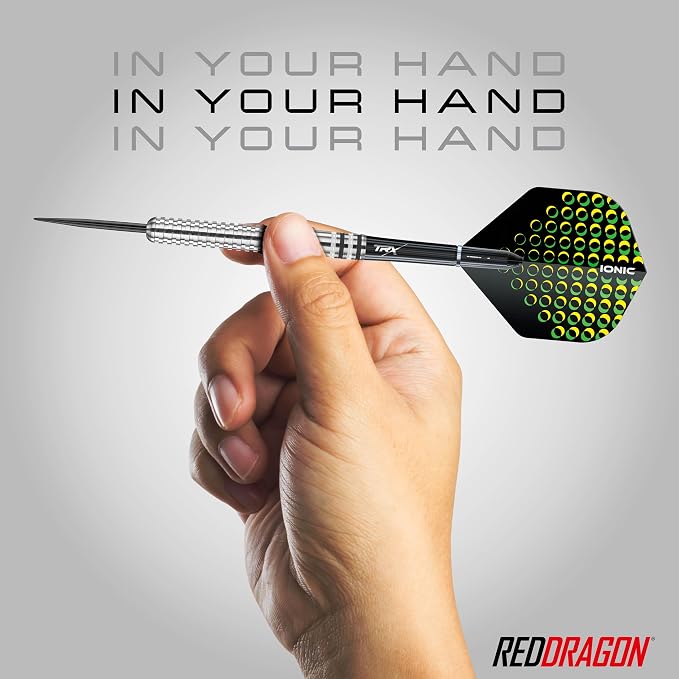RED DRAGON Raider Series Steel Tip Darts Set - 90% Tungsten Professional Darts with Flights & Shafts - Precision Control & Stable Flight
