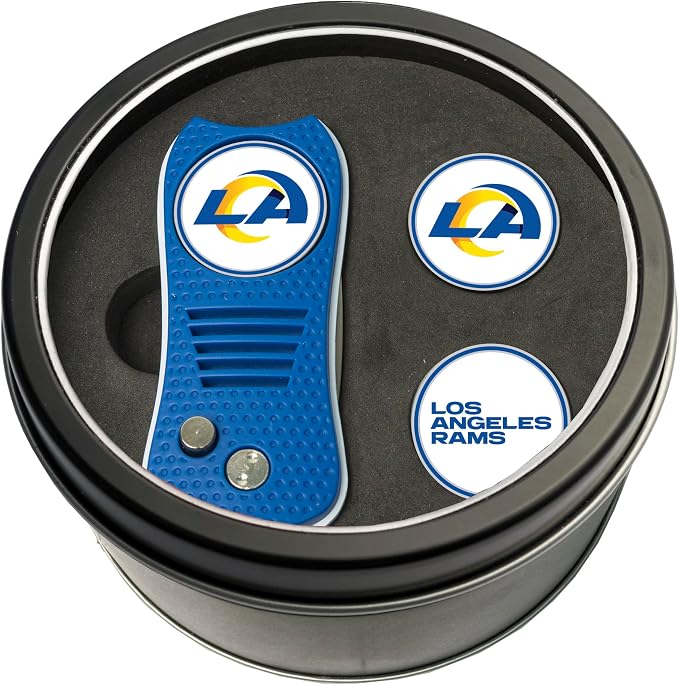 Team Golf NFL Gift Set Retractable Divot Tool with 3 Double-Sided Magnetic Ball Markers, Patented Single Prong Design, Causes Less Damage to Greens, Retractable Mechanism