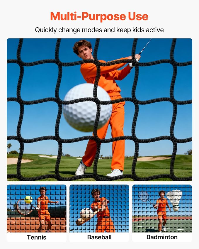 VEVOR Baseball Batting Cage,Professional Softball Baseball Batting Hitting Training Net,Heavy Duty Enclosed PE Practice Portable Pitching Cage Net&Carry Bag,for Backyard,Field,Indoor&Outdoor