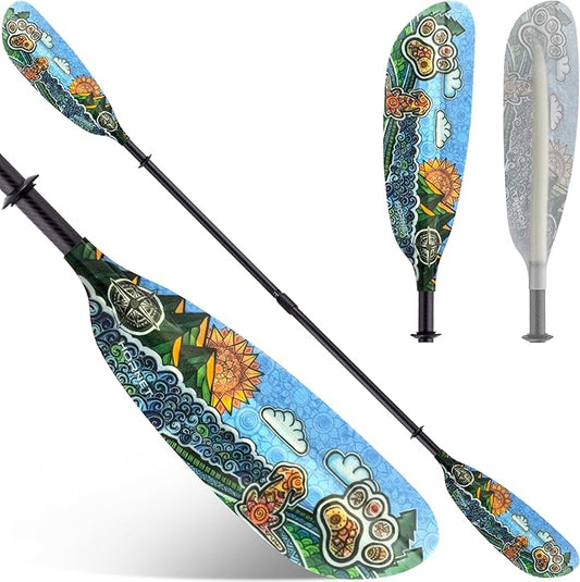 Hornet Watersports Fiberglass Kayak Paddle for Adults- Ideal for Touring, Fishing and Boating- 90.5 inches / 230CM Adjustable with Carbon Fiber Shaft- Kayak Oars Kayaking Equipment