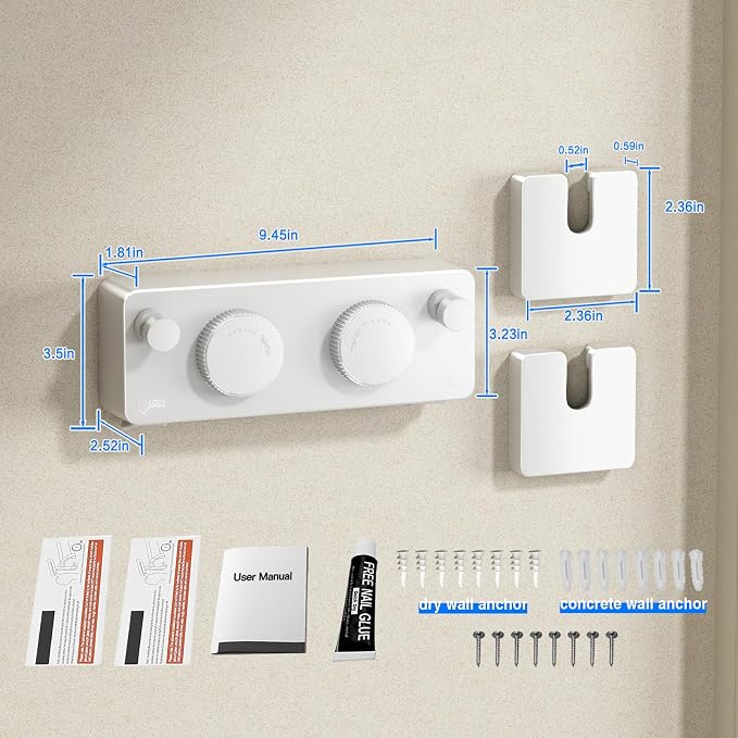 MUSTORN Retractable Twin Clothesline Indoor, Non-Sagging Outdoor Clothes Line Retracting Heavy Duty Clothes Drying Laundry Line Wall Mounted Stainless Steel Line-13.8Feets(Double Line-White)