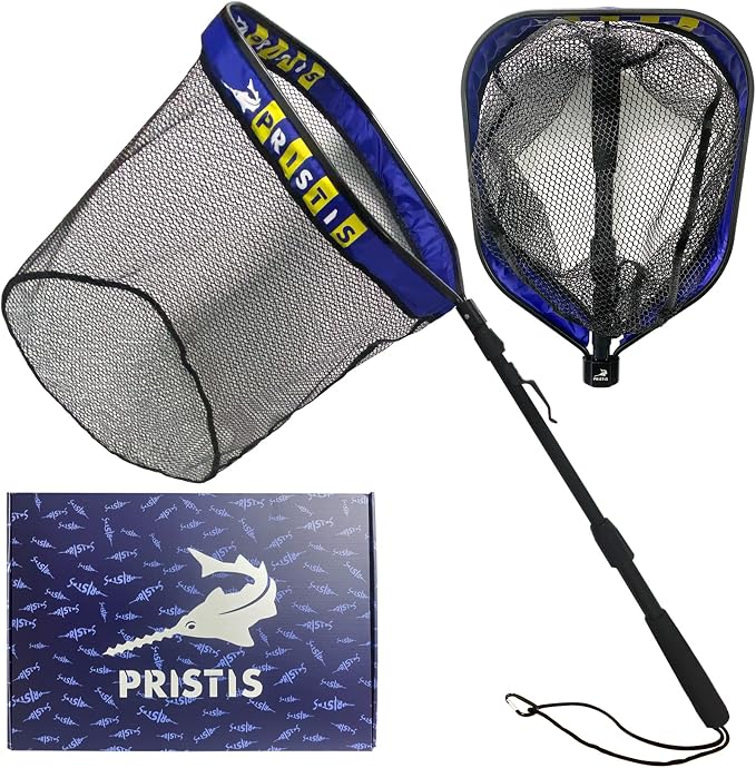 Pristis Utility Multi-Function Fishing Gear Combination, 3 Pack Heavy Duty Zinger Retractors & 39''/1m Rubber Coated Steelhead Landing Net for 20'' Net Depth, Nice Gift for Family