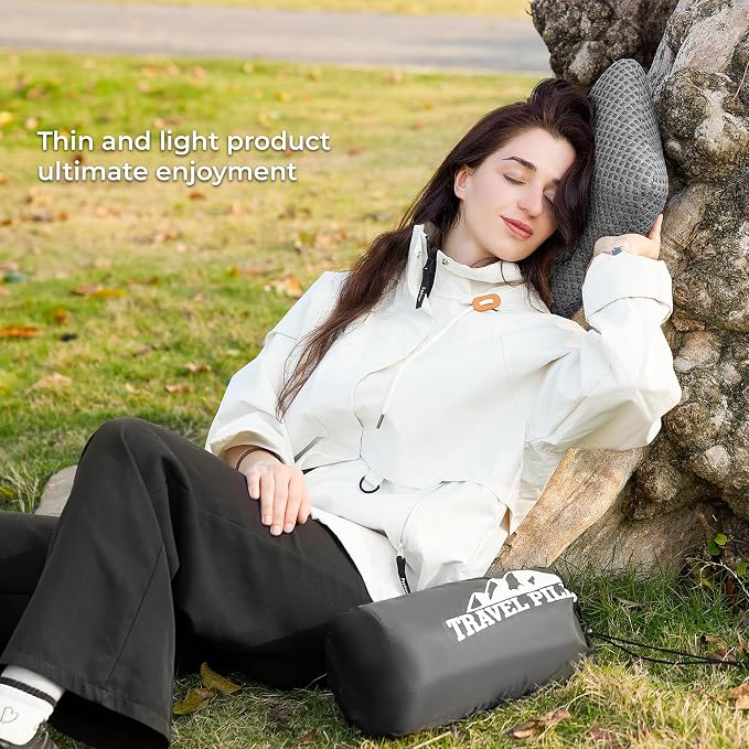 Travel Pillow Memory Foam Pillows, Light Grey L Size, Dark Grey L Size, Ideal Backpacking Hiking, Bed Pillows, Airplane and Car