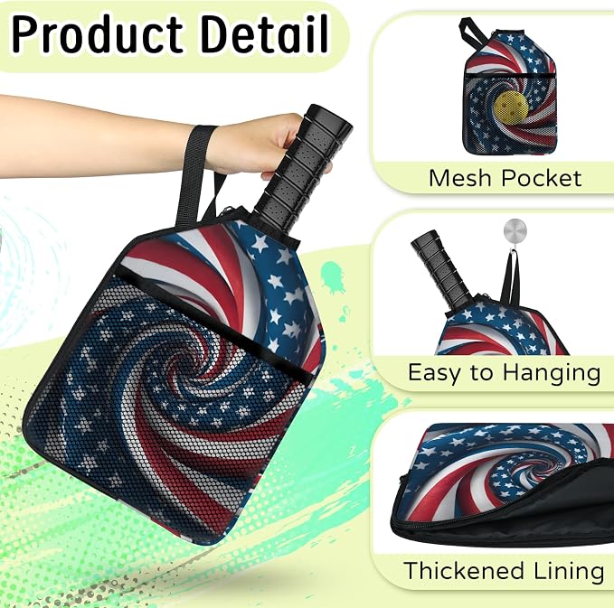 Stripe Design Pickleball Paddle Cover - Protective Polyester Sleeve for Paddles